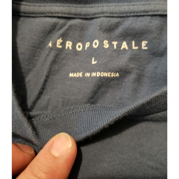 Aeropostale Mens Short Sleeve Large Navy Blue Cotton T-Shirt - Picture 4 of 6